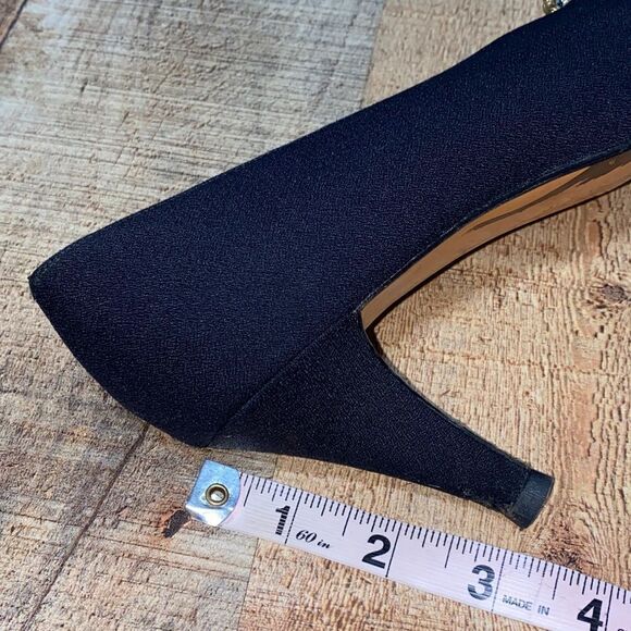 Yves Saint Laurent: elegant black satin pumps with rhinestoned bubble from 1980s - Picture 5 of 10